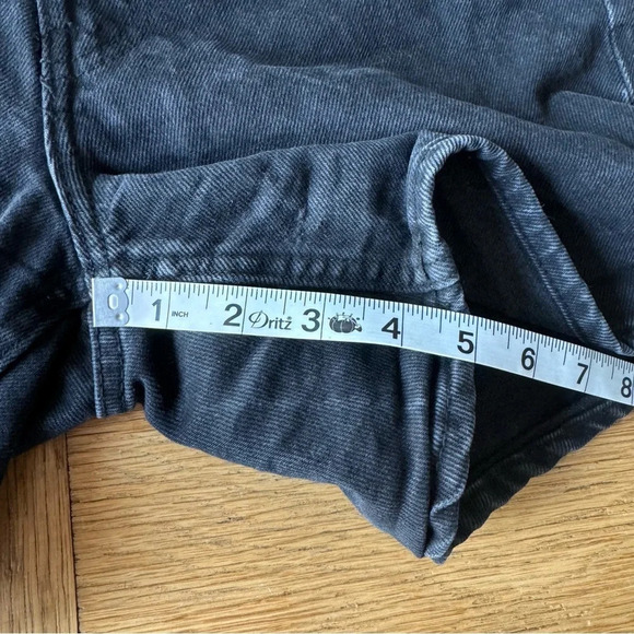 Zara 2 XS Black Denim Jean Shorts Button Zip Fly High Waisted - Picture 9 of 9